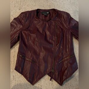 Forever 21 Women's Deep Red Leather Jacket
